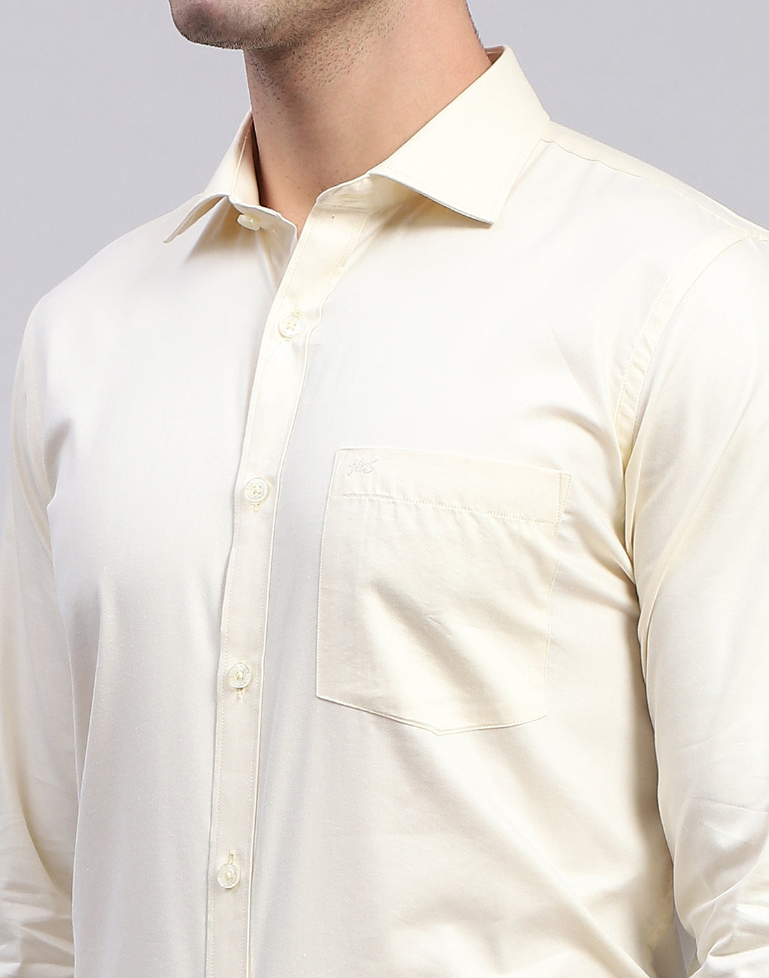Men Yellow Solid Collar Full Sleeve Shirt