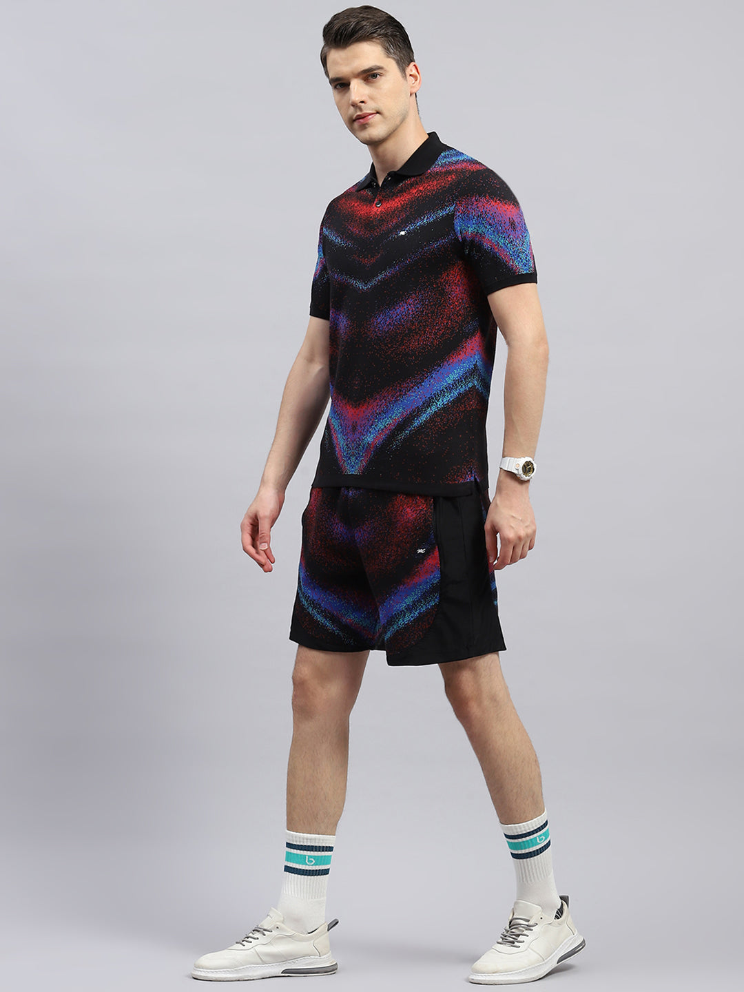 Men Black Printed Regular Fit Bermuda Set