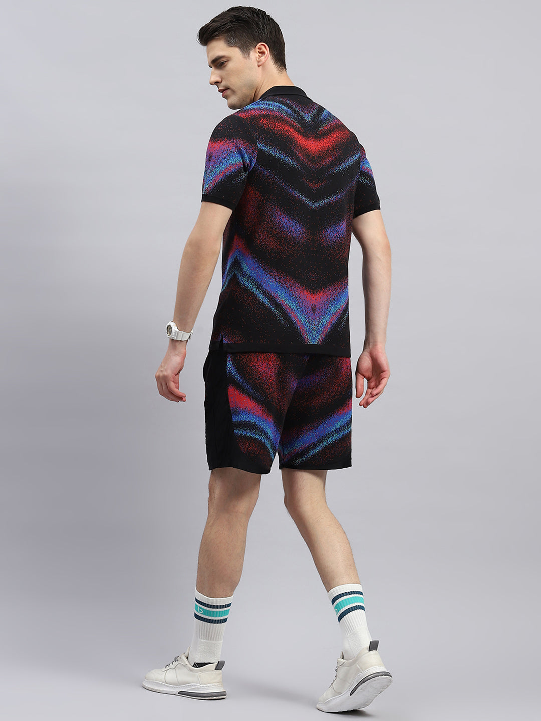 Men Black Printed Regular Fit Bermuda Set