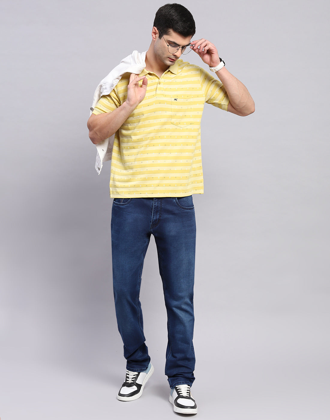 Men Yellow Printed Polo Collar Half Sleeve T-Shirt