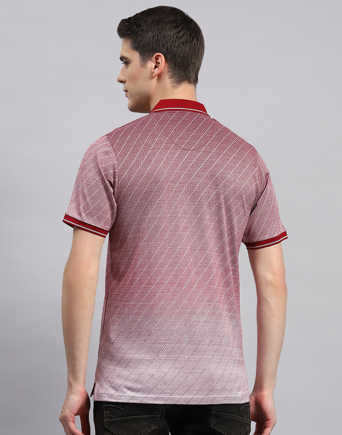 Men Maroon Printed Polo Collar Half Sleeve T-Shirt