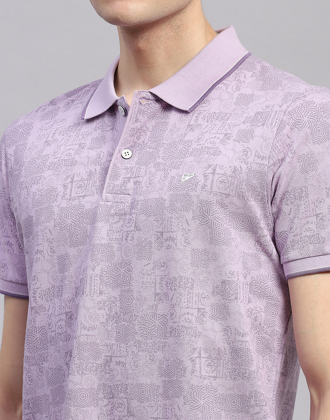 Men Purple Printed Polo Collar Half Sleeve T-Shirt