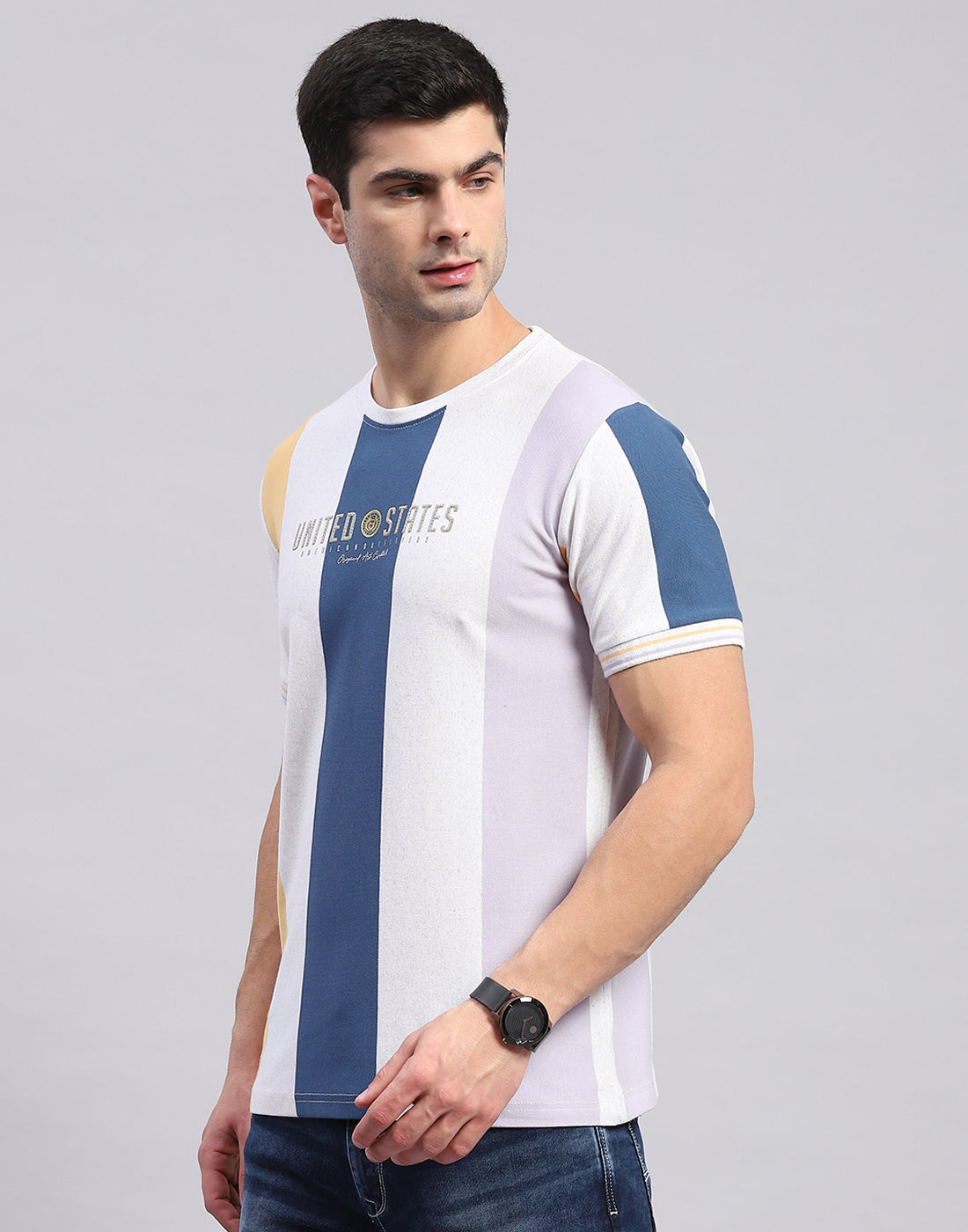 Men Multi Color Printed Round Neck Half Sleeve T-Shirt