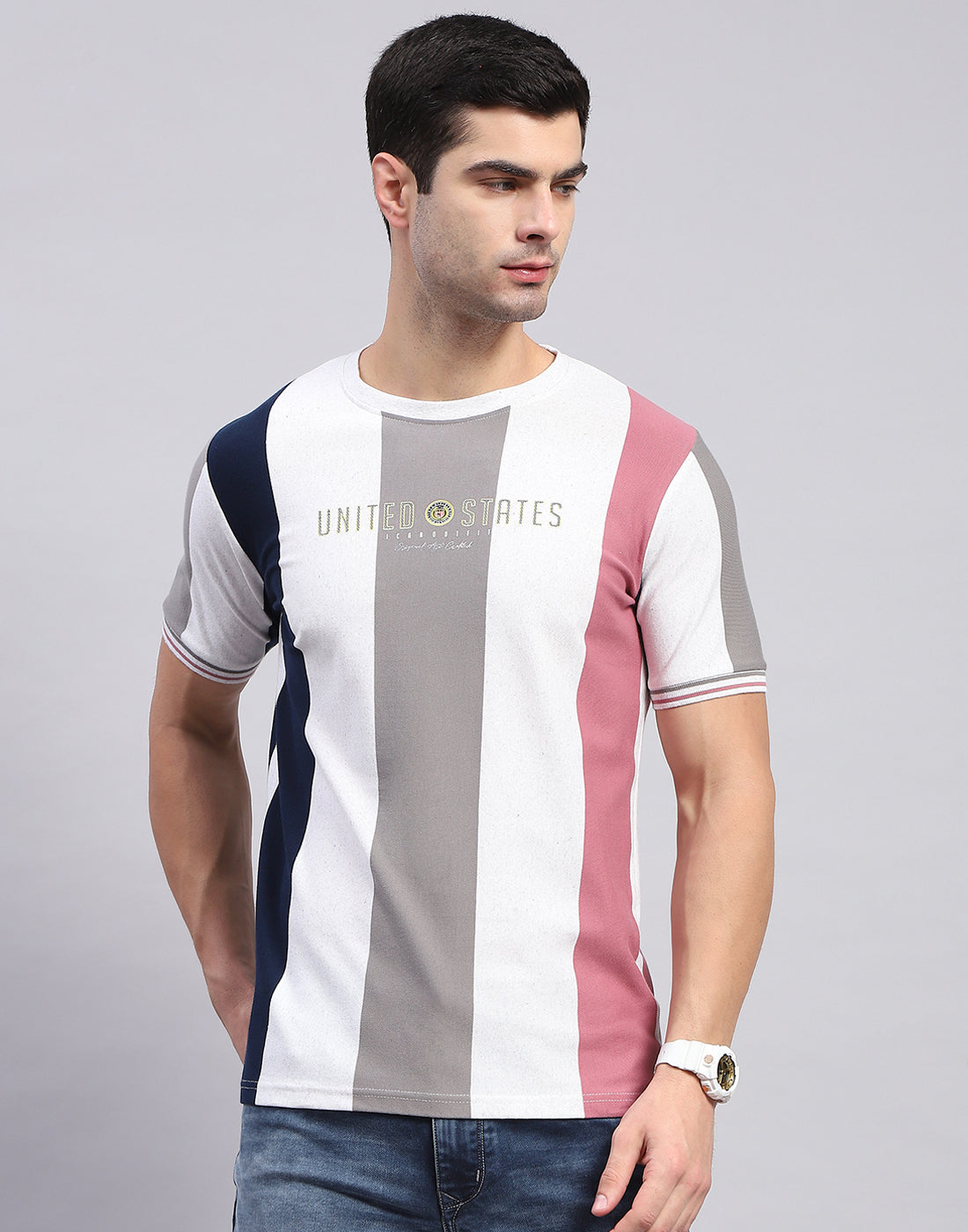 Men Multi Color Printed Round Neck Half Sleeve T-Shirt