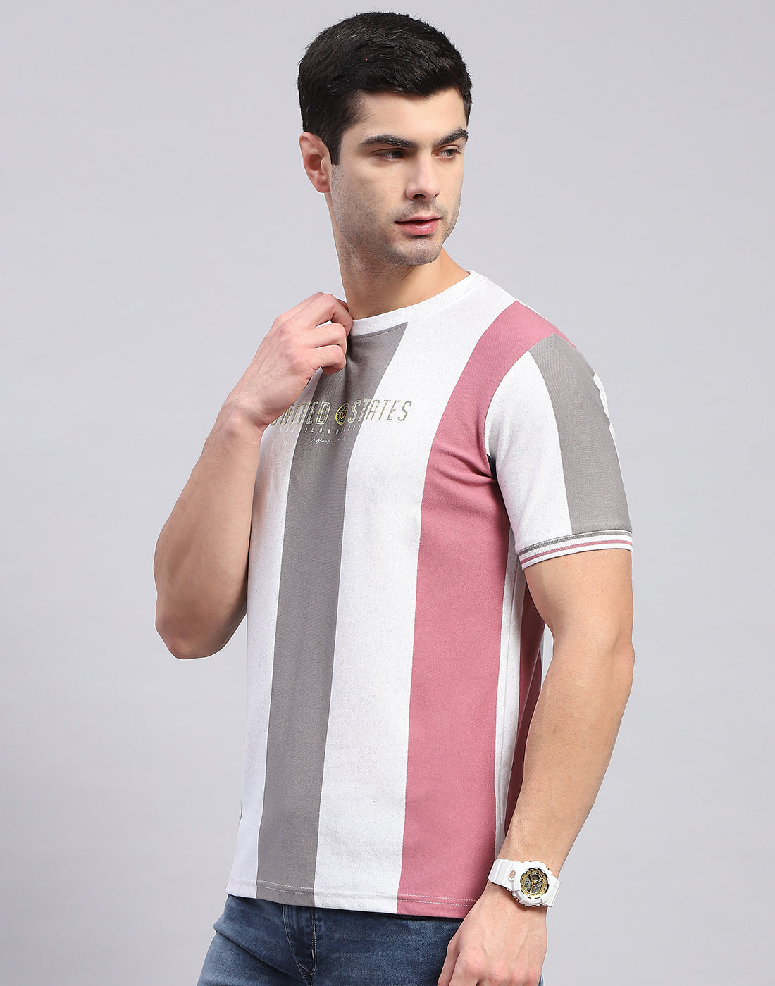 Men Multi Color Printed Round Neck Half Sleeve T-Shirt