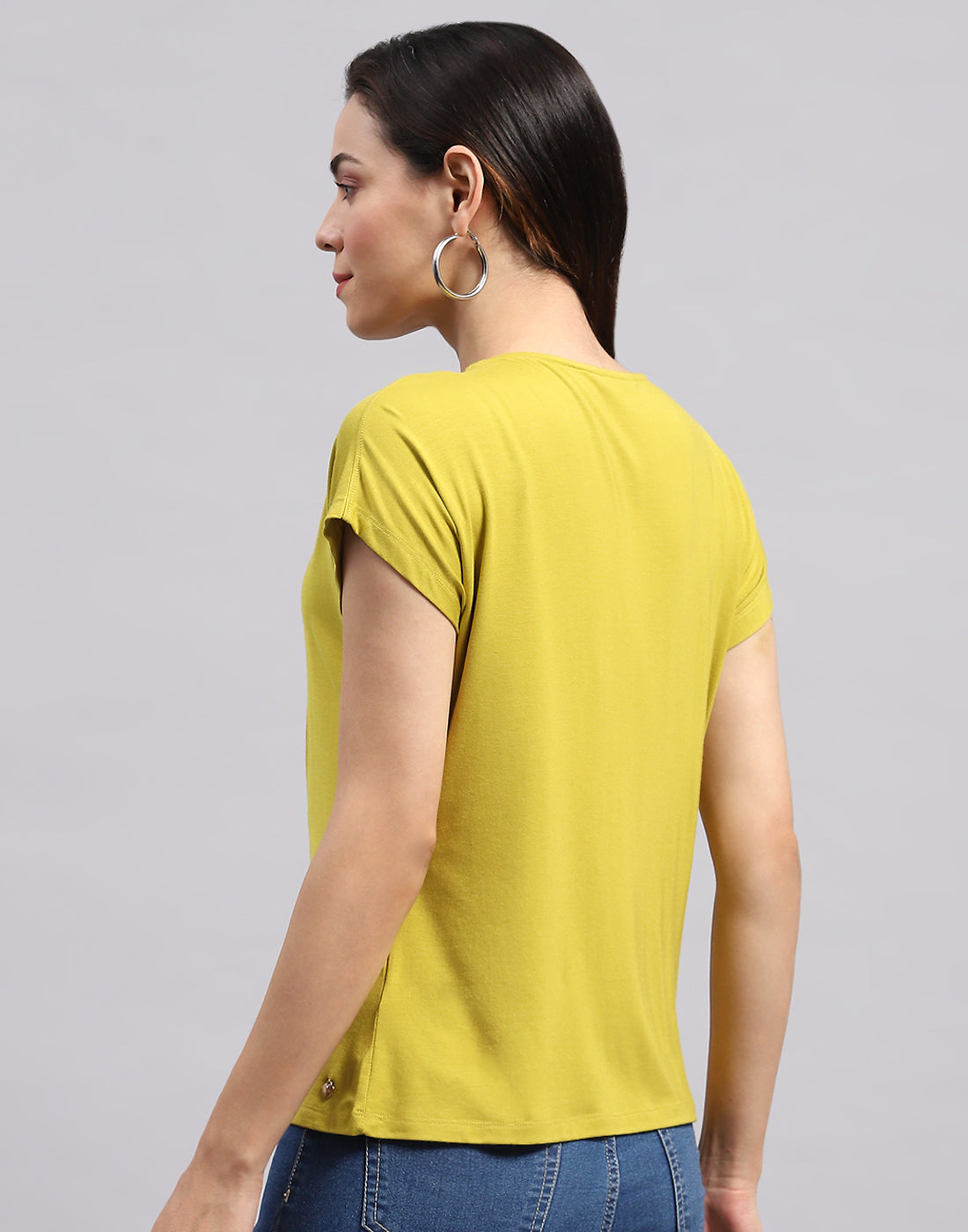 Women Yellow Printed Round Neck Half Sleeve Top