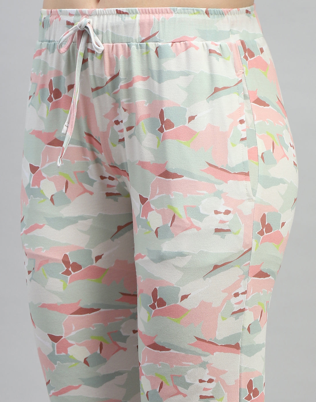 Women Green Printed Round Neck Half Sleeve Lower Set