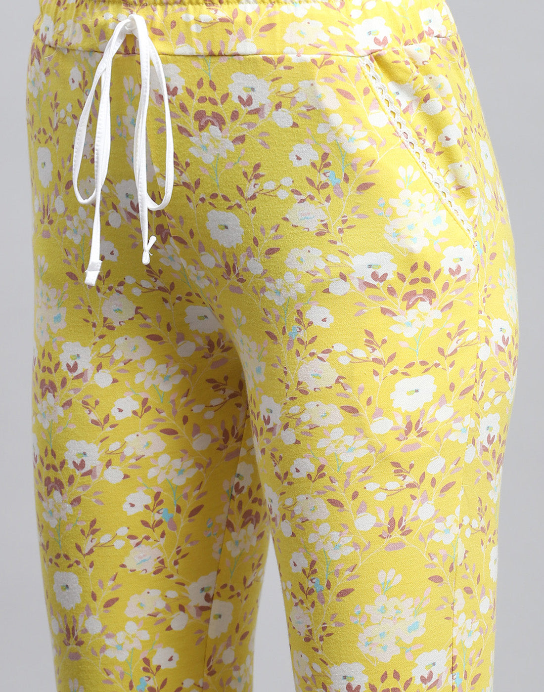 Women Yellow Printed Round Neck Half Sleeve Lower Set