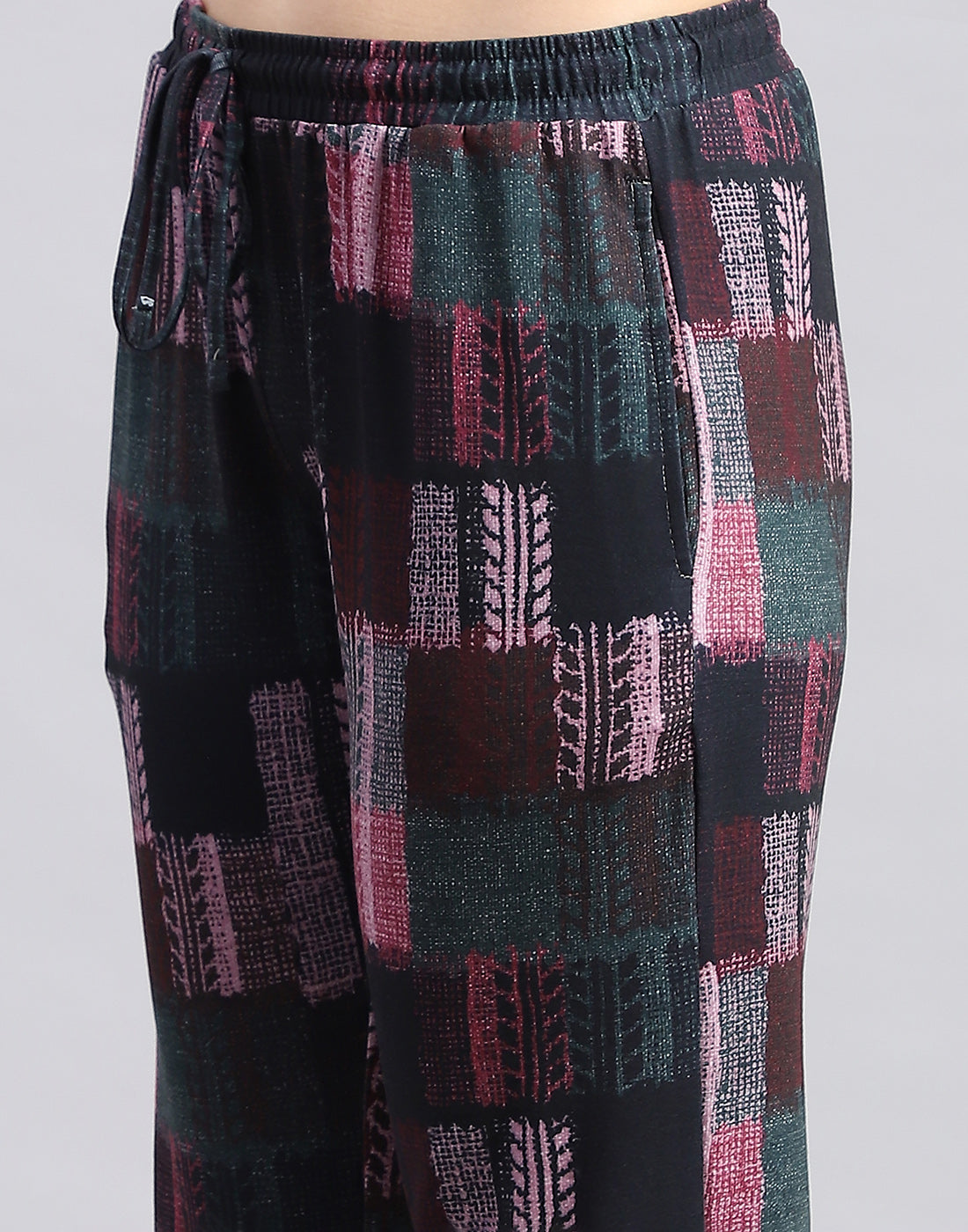 Women Teal Blue Printed Round Neck Half Sleeve Lower Set