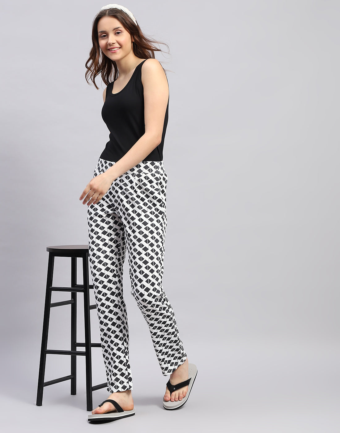 Women Black Printed Regular Fit Lower