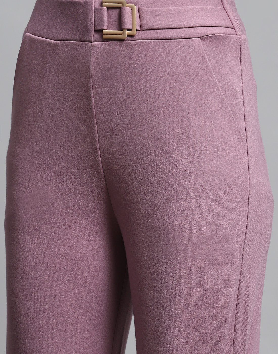 Women Mauve Solid Regular Fit Trouser