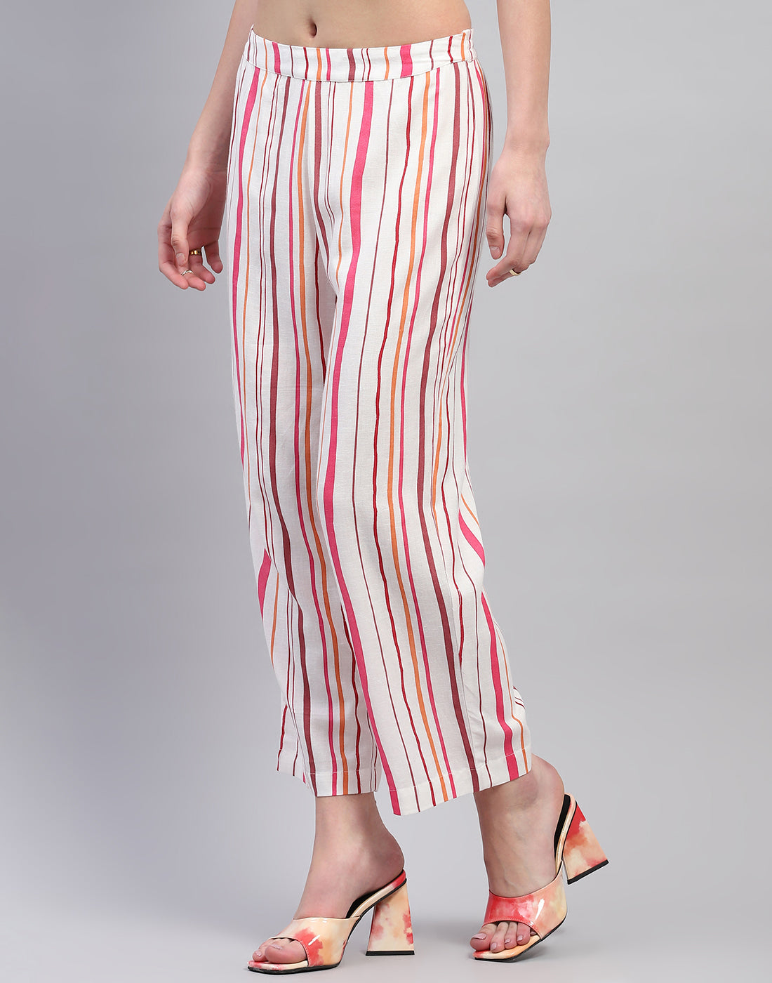 Women Pink & Orange Printed V Neck 3/4 Sleeve Combo 3Pc Set