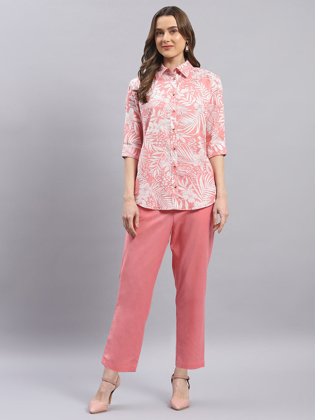 Women Pink Printed Collar Neck Cords Set