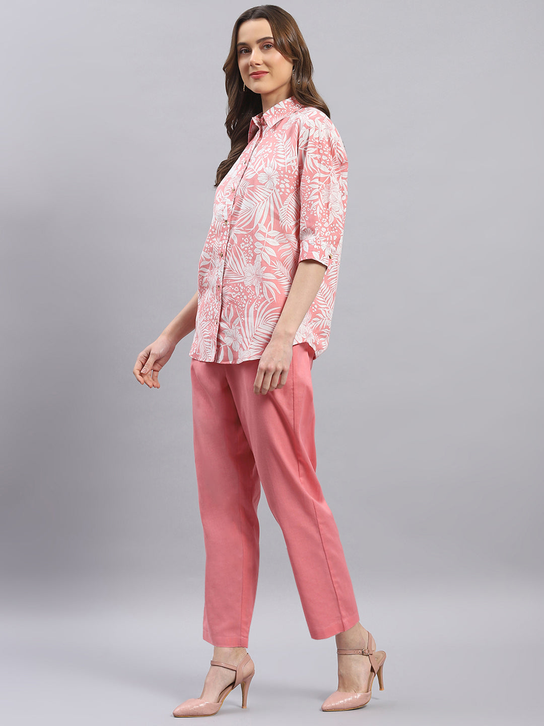 Women Pink Printed Collar Neck Cords Set