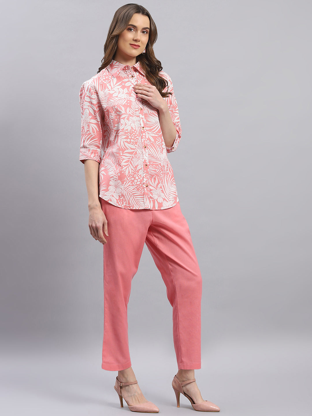 Women Pink Printed Collar Neck Cords Set