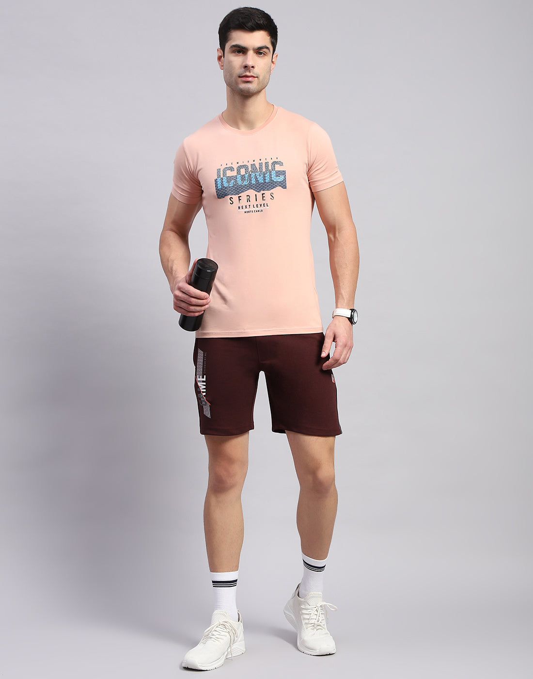 Men Maroon Solid Regular Fit Bermuda