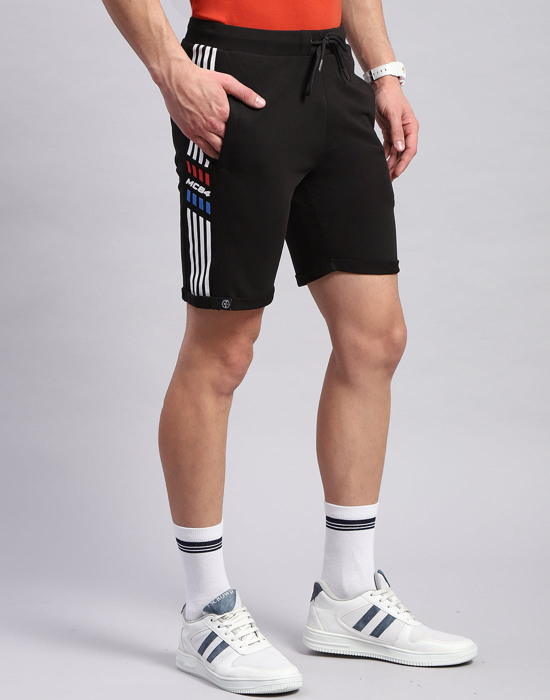 Men Black Printed Regular Fit Bermuda