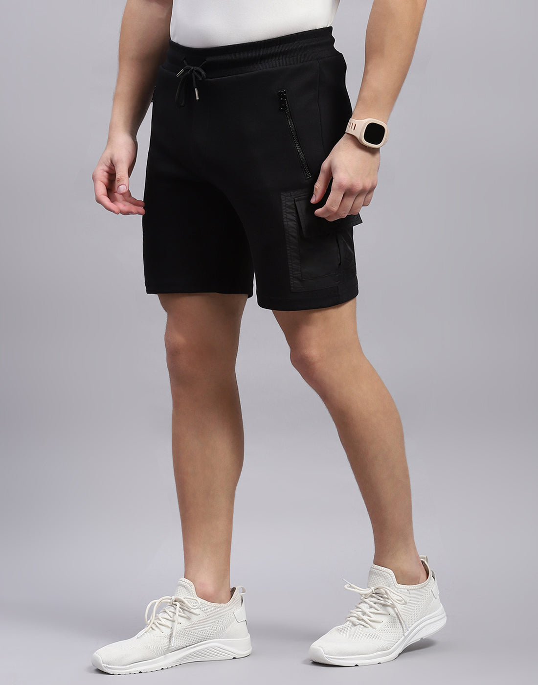 Men Black Solid Regular Fit Bermuda