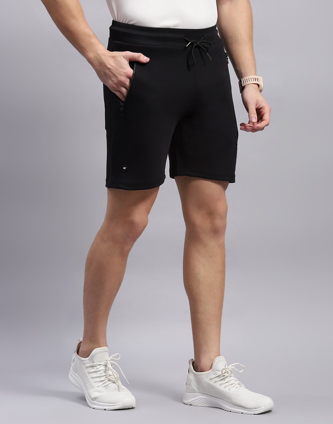 Men Black Solid Regular Fit Bermuda