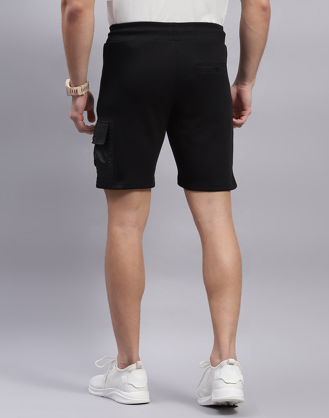 Men Black Solid Regular Fit Bermuda