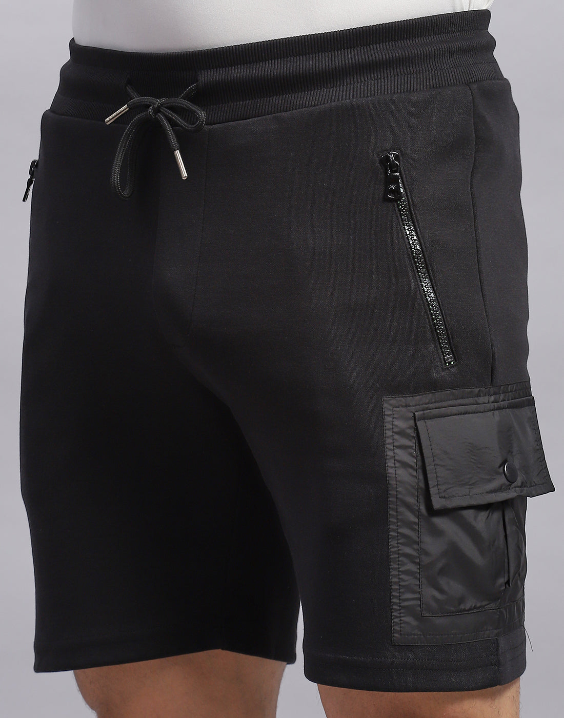 Men Black Solid Regular Fit Bermuda