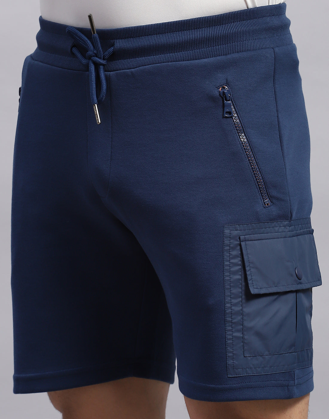 Men Navy Blue Solid Regular Fit Bermuda