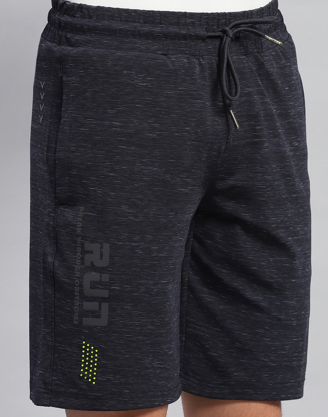 Men Navy Blue Solid Regular Fit Bermuda