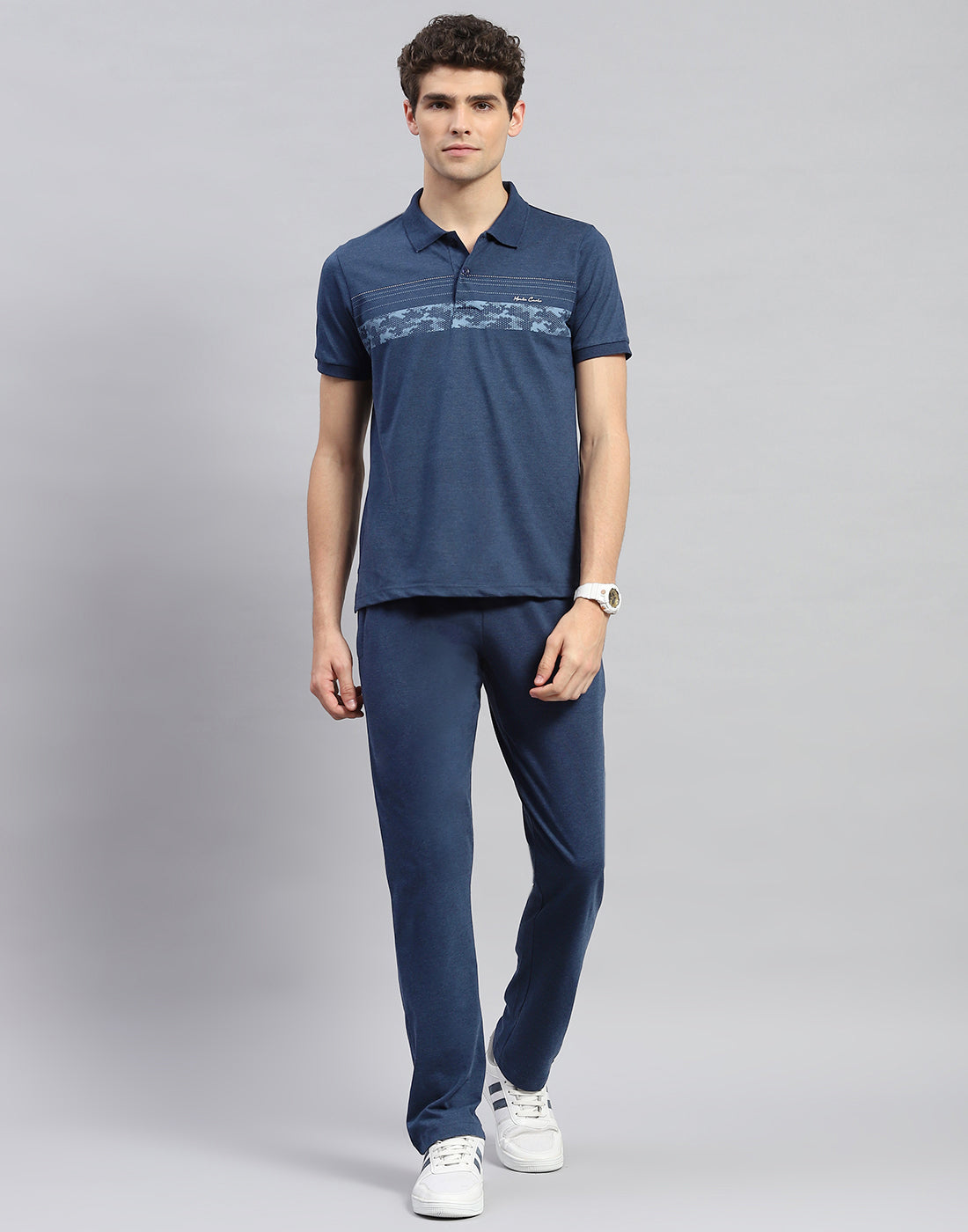 Men Blue Solid Half Sleeve Lower Set