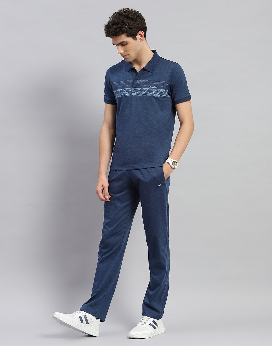 Men Blue Solid Half Sleeve Lower Set