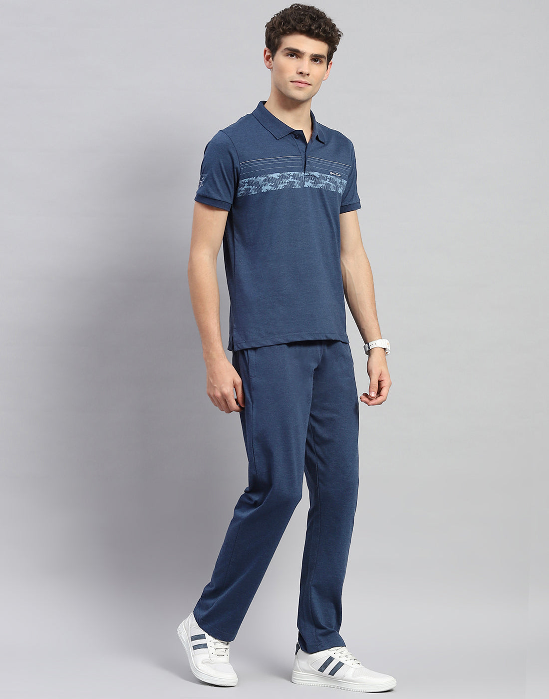 Men Blue Solid Half Sleeve Lower Set