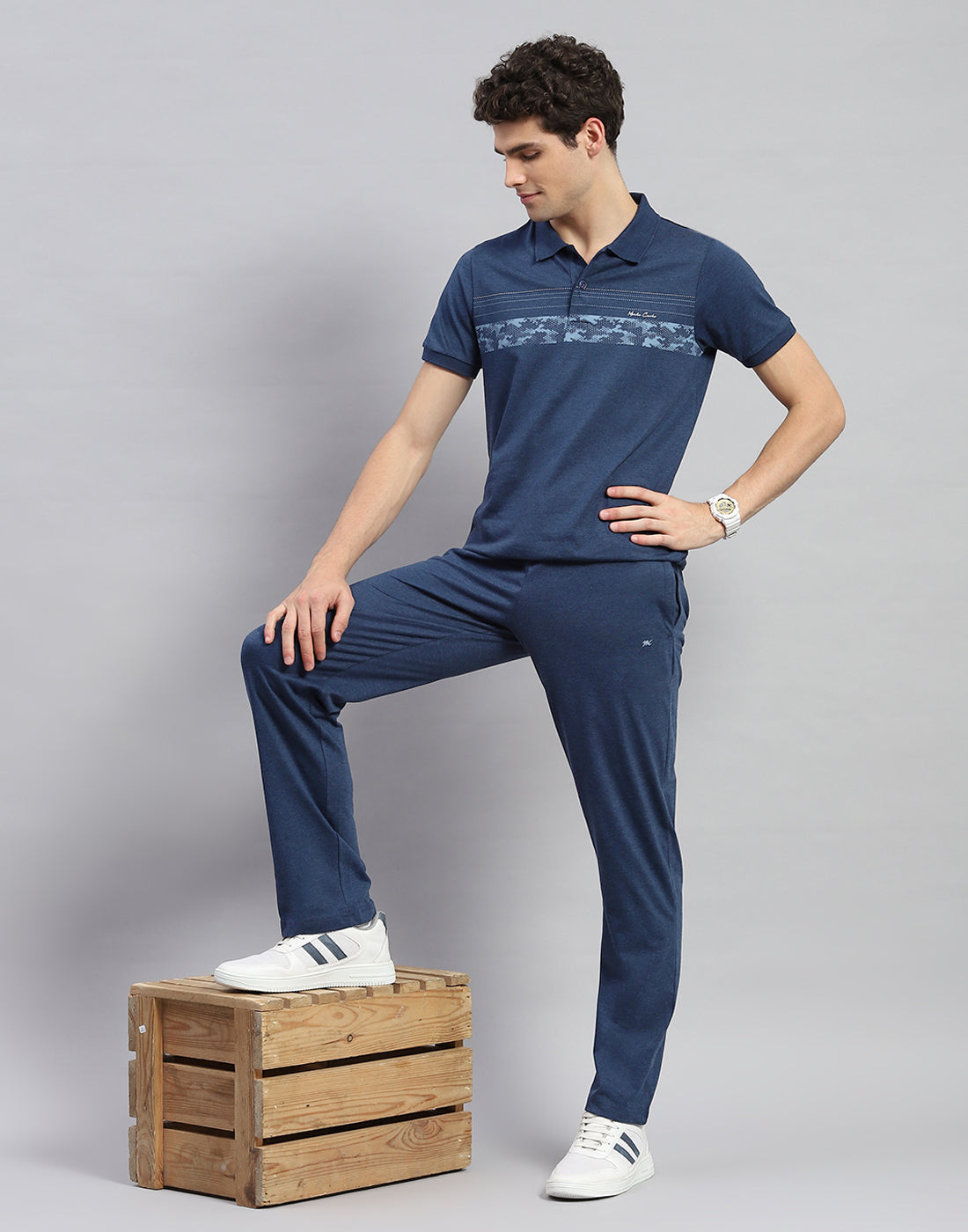 Men Blue Solid Half Sleeve Lower Set