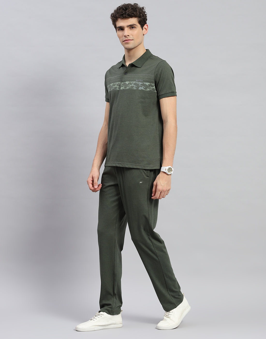 Men Green Solid Half Sleeve Lower Set