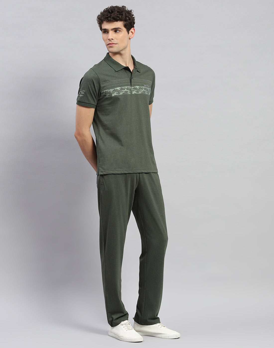 Men Green Solid Half Sleeve Lower Set
