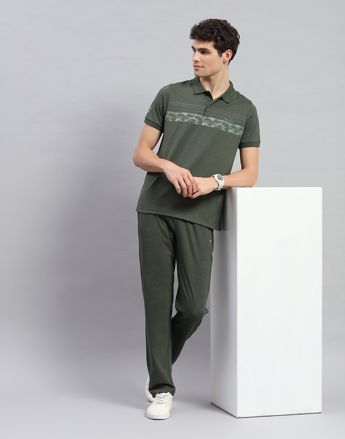 Men Green Solid Half Sleeve Lower Set