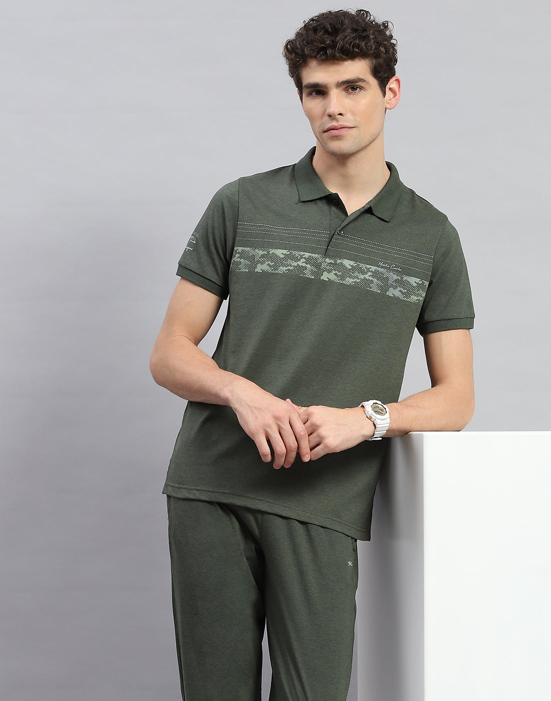 Men Green Solid Half Sleeve Lower Set