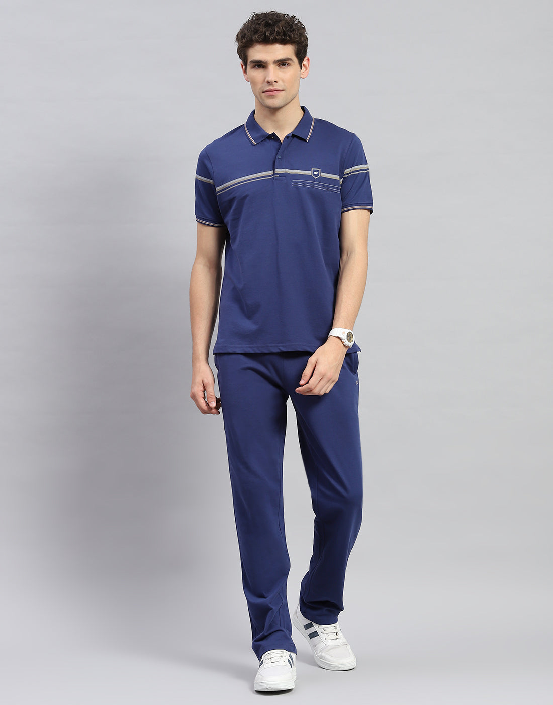 Men Blue Solid Half Sleeve Lower Set