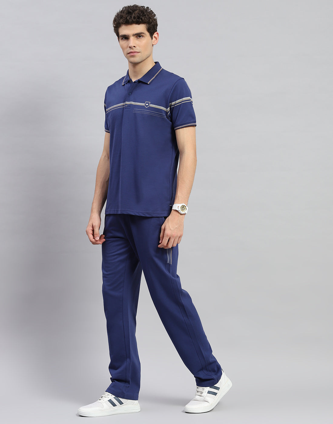 Men Blue Solid Half Sleeve Lower Set