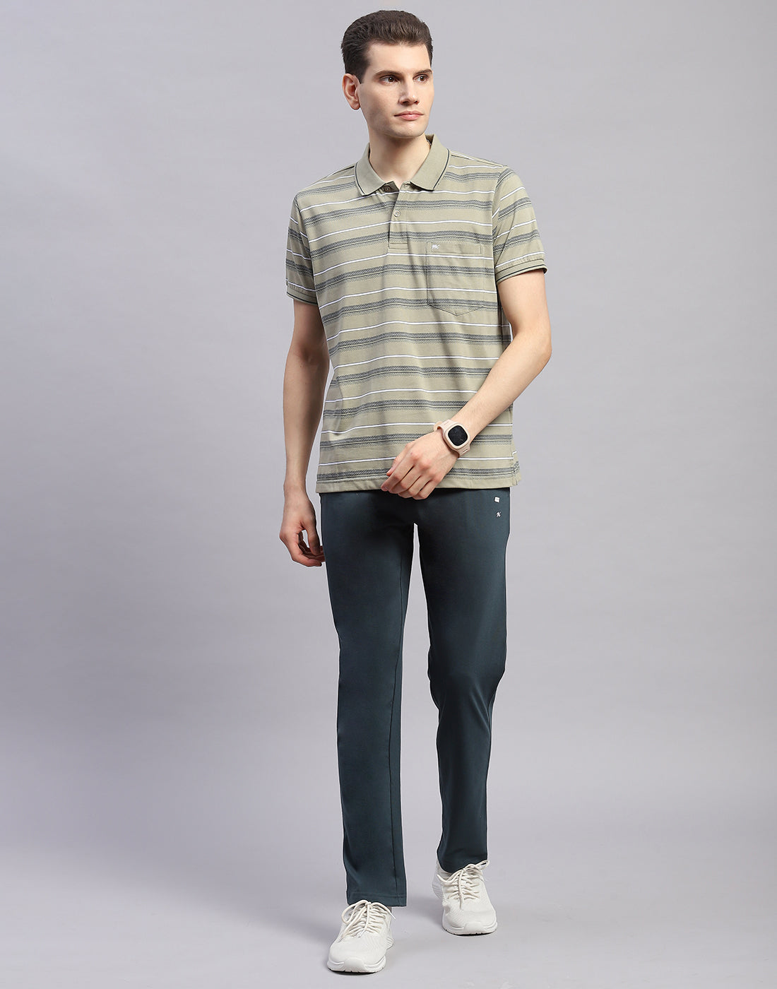 Men Green Solid Polo Collar Half Sleeve Lower Set