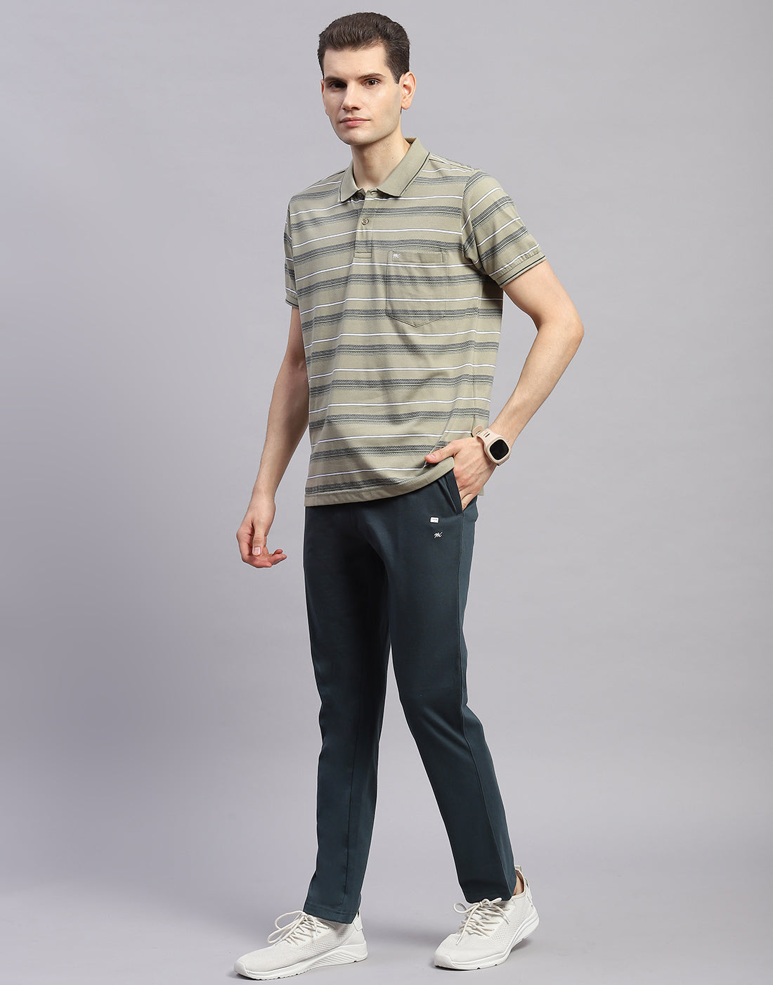 Men Green Solid Polo Collar Half Sleeve Lower Set