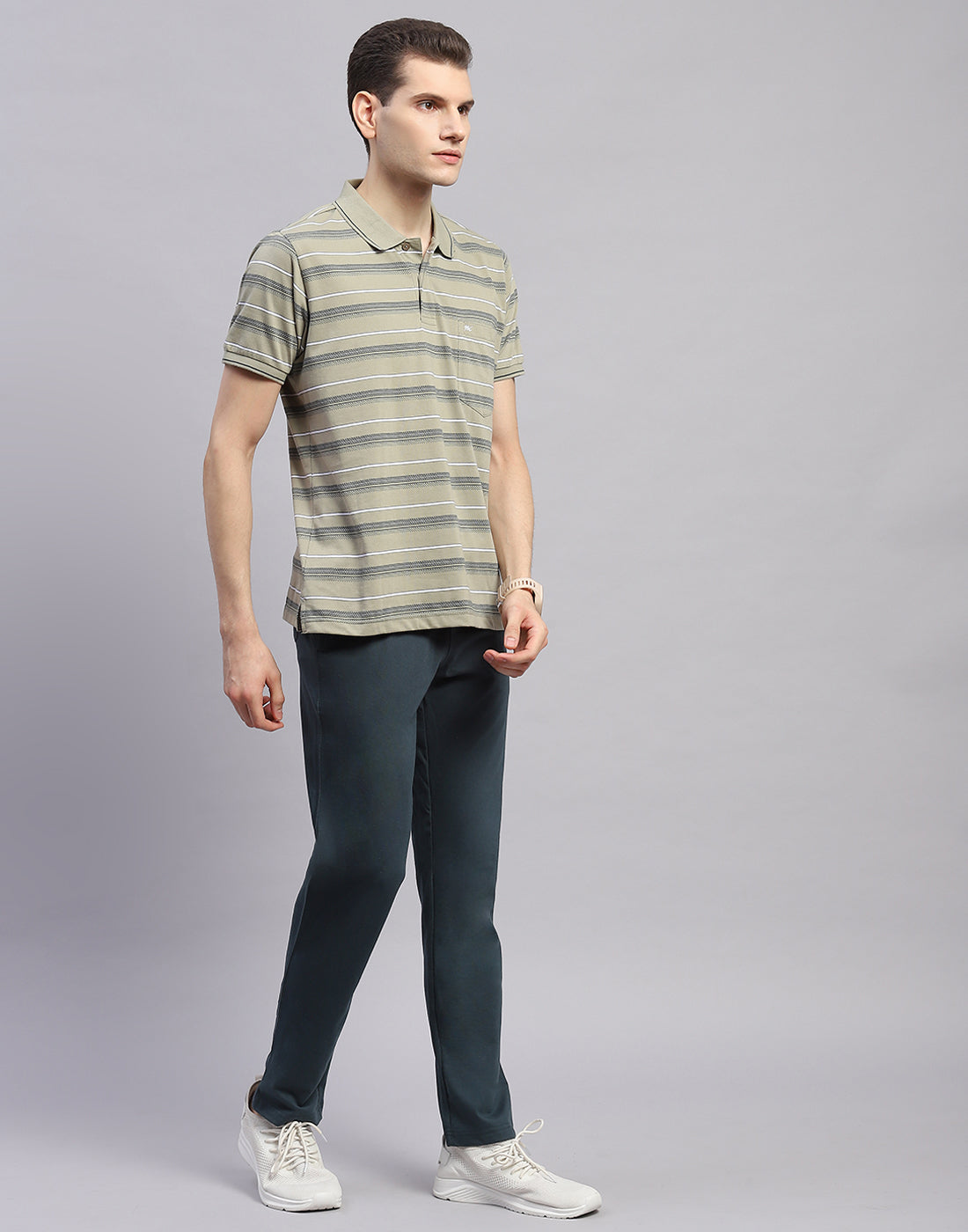 Men Green Solid Polo Collar Half Sleeve Lower Set