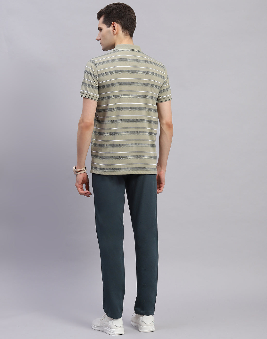 Men Green Solid Polo Collar Half Sleeve Lower Set