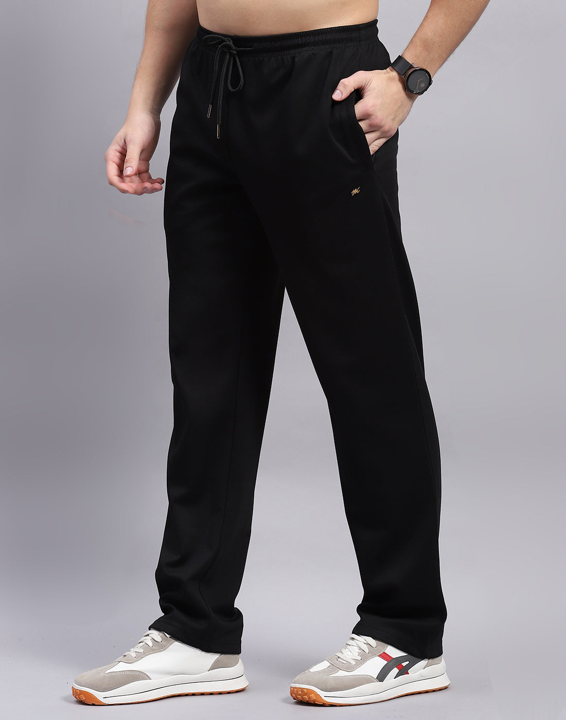 Men Black Stripe Polo Collar Half Sleeve Lower Set