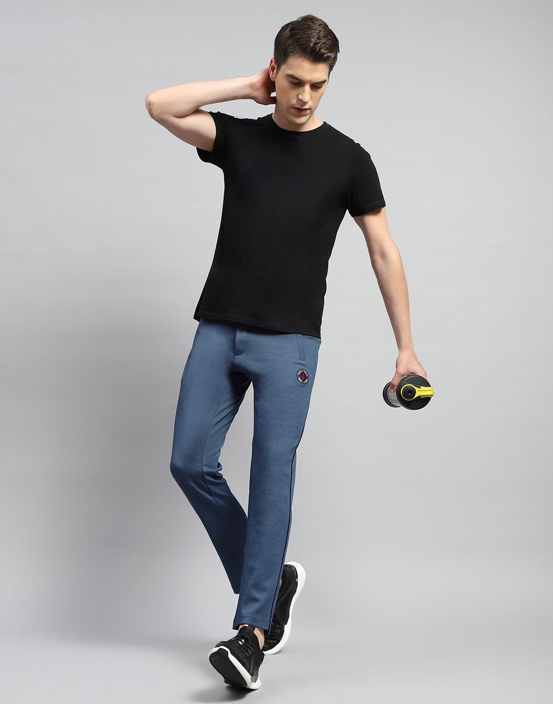 Men Navy Blue Solid Regular Fit Lower