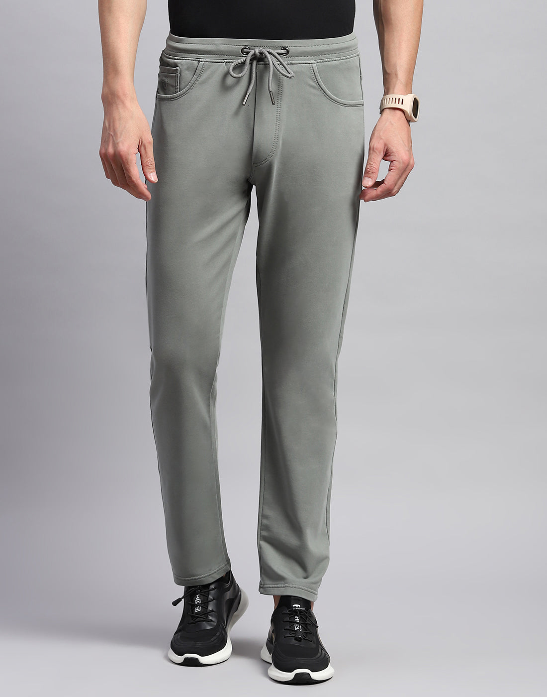 Men Grey Solid Regular Fit Lower