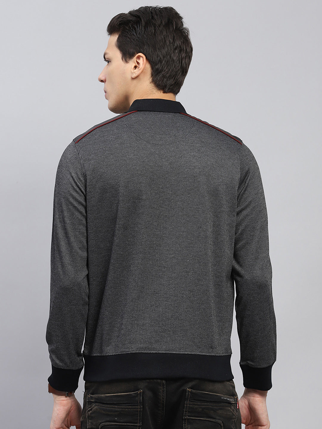 Luxuria Men Black Solid Collar Full Sleeve Winter T-Shirt