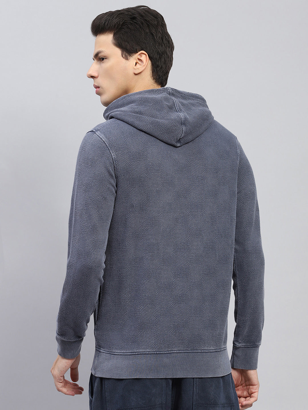 Men Grey Printed Hooded Full Sleeve Winter T-Shirt