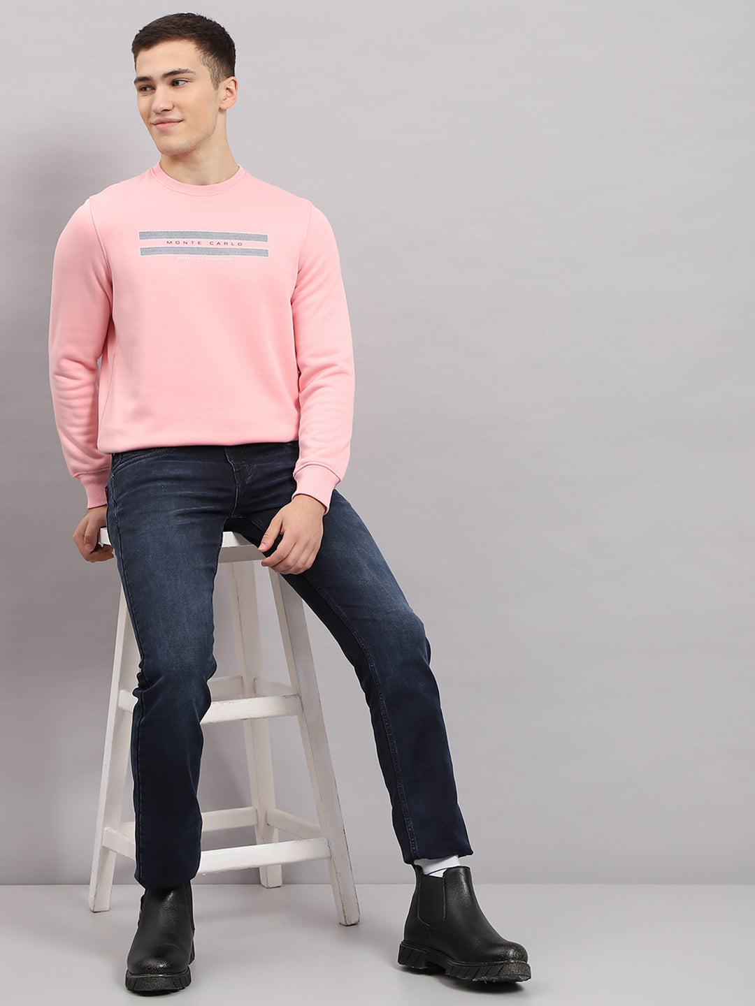 Light Pink Sweatshirt For Men Ripped Jeans Light Pink Sweater For