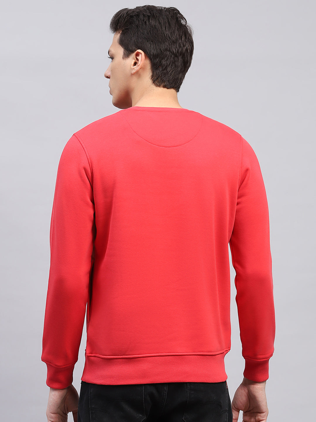 Men Red Printed Round Neck Full Sleeve Sweatshirt