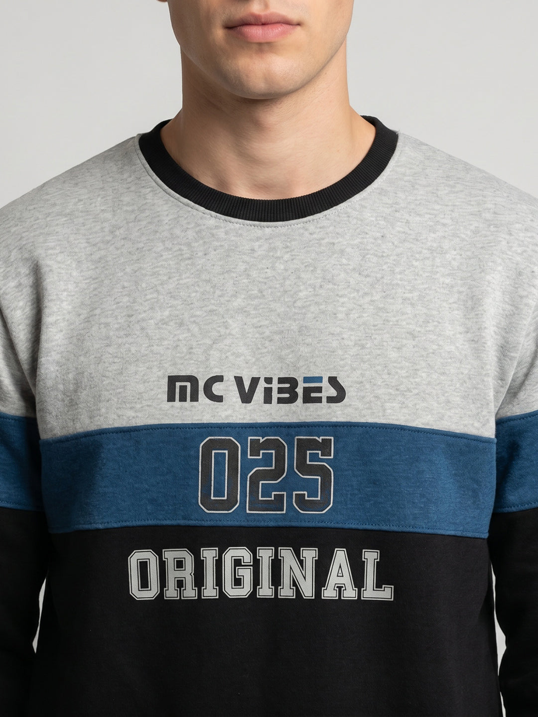 Men Black Printed Round Neck Full Sleeve Sweatshirt