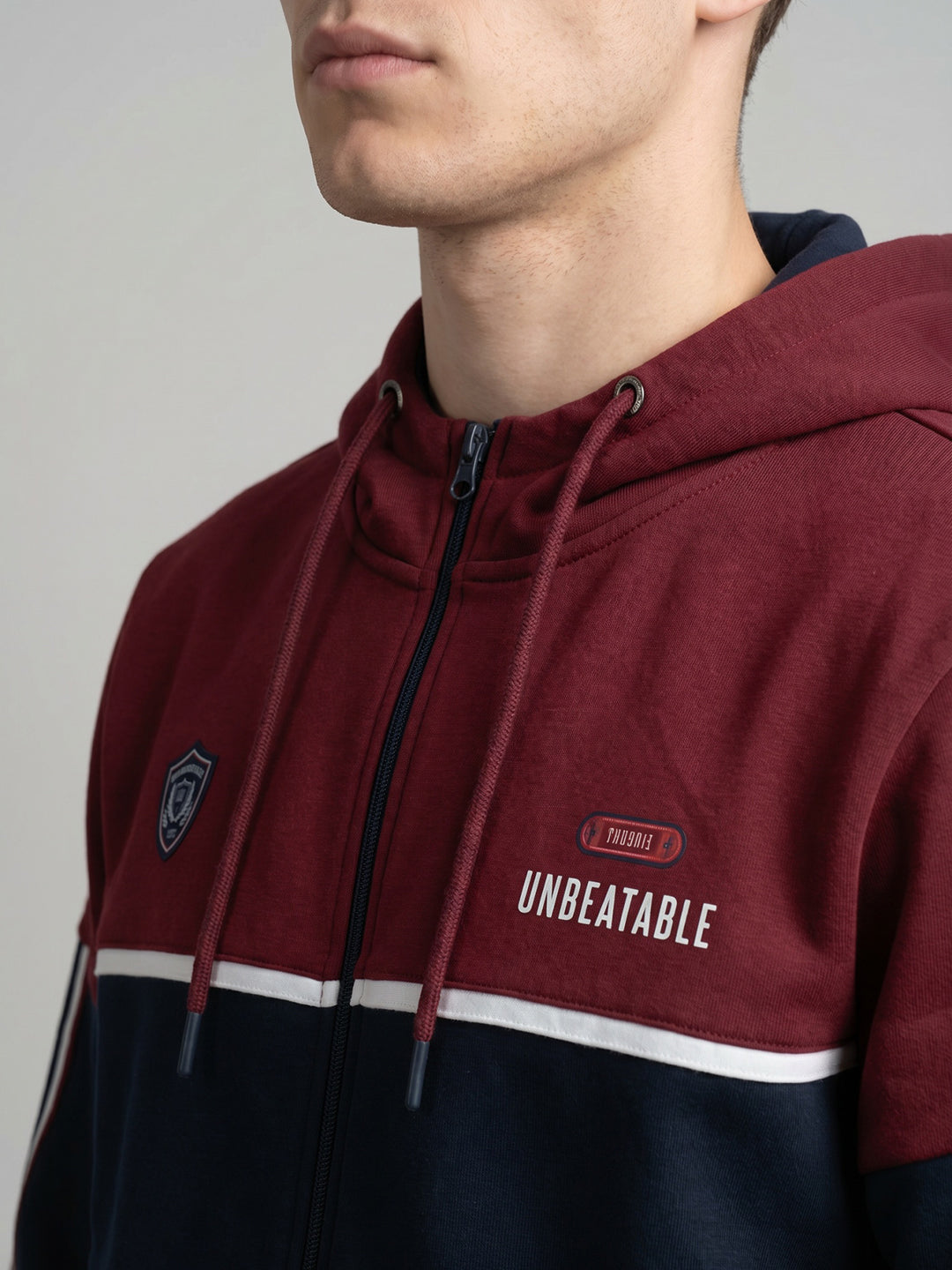 Men Navy Blue Solid Hooded Full Sleeve Sweatshirt
